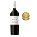 A bottle of MHUDI Boutique Family Winery red wine with a white label and gold award seal on the right, set against a plain white background.
