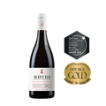 A bottle of Mhudi Boutique Family Winery Malbec Reserve Red Blend wine, shown alongside two award seals: a black 'drinks business GLOBAL CHENIN BLANC MASTERS 2023' seal and a gold 'International Challenge 2023 Double Gold Gilbert & Gailard' seal.